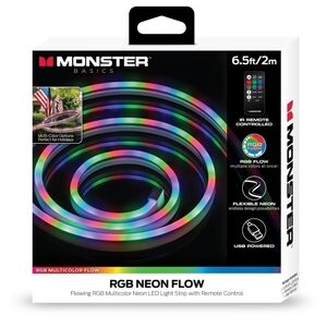 Monster 6.5 ft Neon Color Flow LED Multi-Color Light Strip, Indoor, USB Plug-in